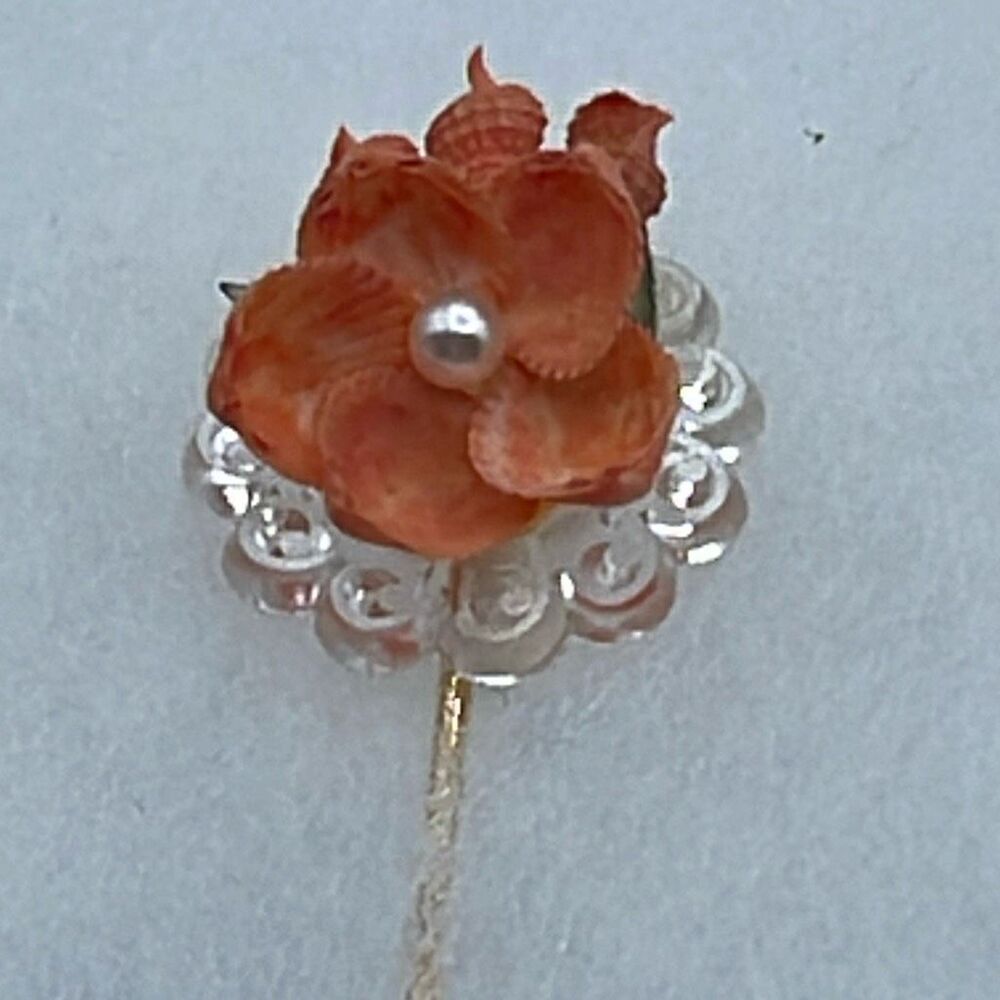 Vintage floral shell sticker pin lapel hat pin